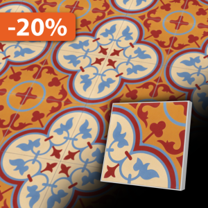 Zementfliese in mediterranen Farben im Jugendstil 20x20 cm - geeignet für Flure